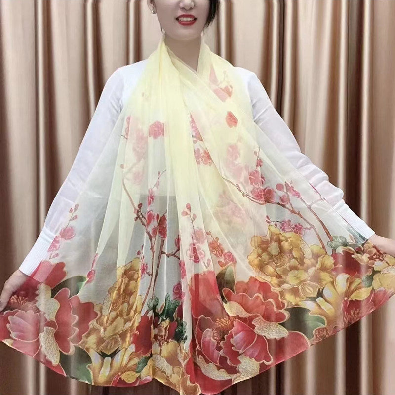 Fashion Floral Print Polyester Scarf