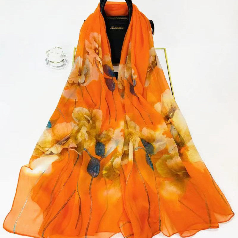Fashion Floral Print Polyester Scarf