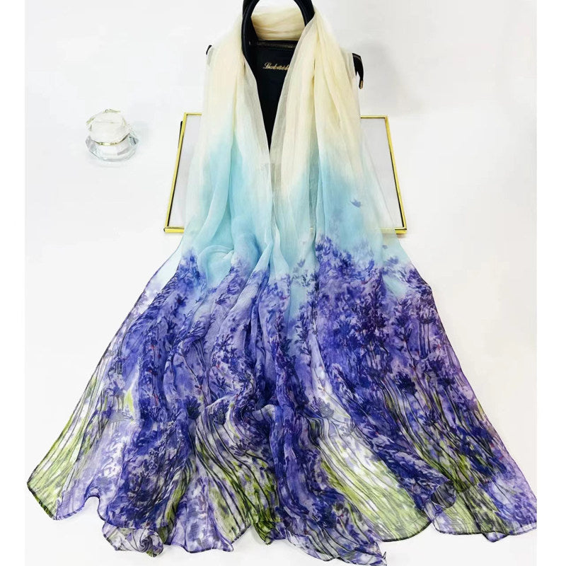 Fashion Floral Print Polyester Scarf