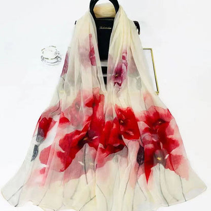 Fashion Floral Print Polyester Scarf