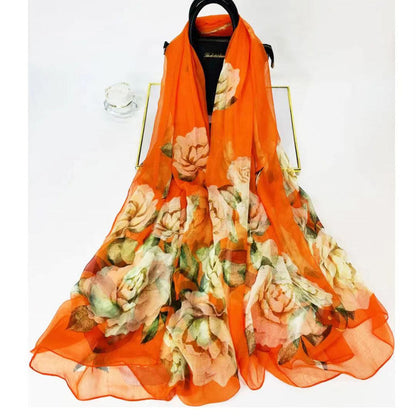 Fashion Floral Print Polyester Scarf