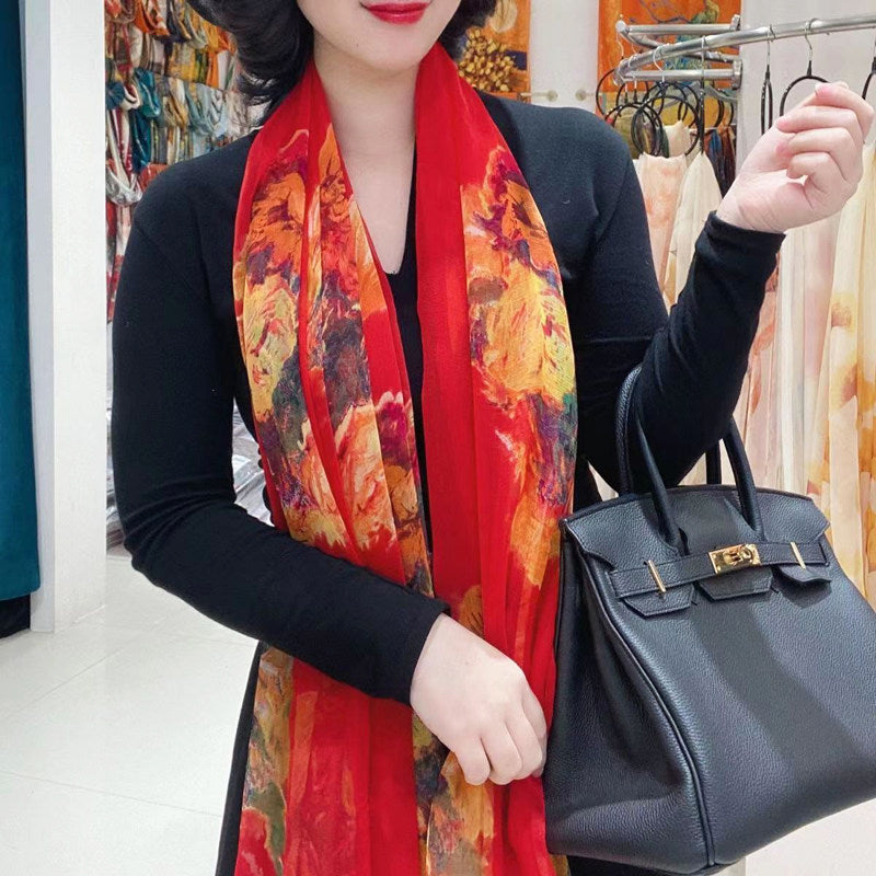 Fashion Floral Print Polyester Scarf