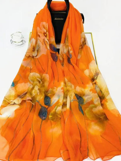 Fashion Floral Print Polyester Scarf
