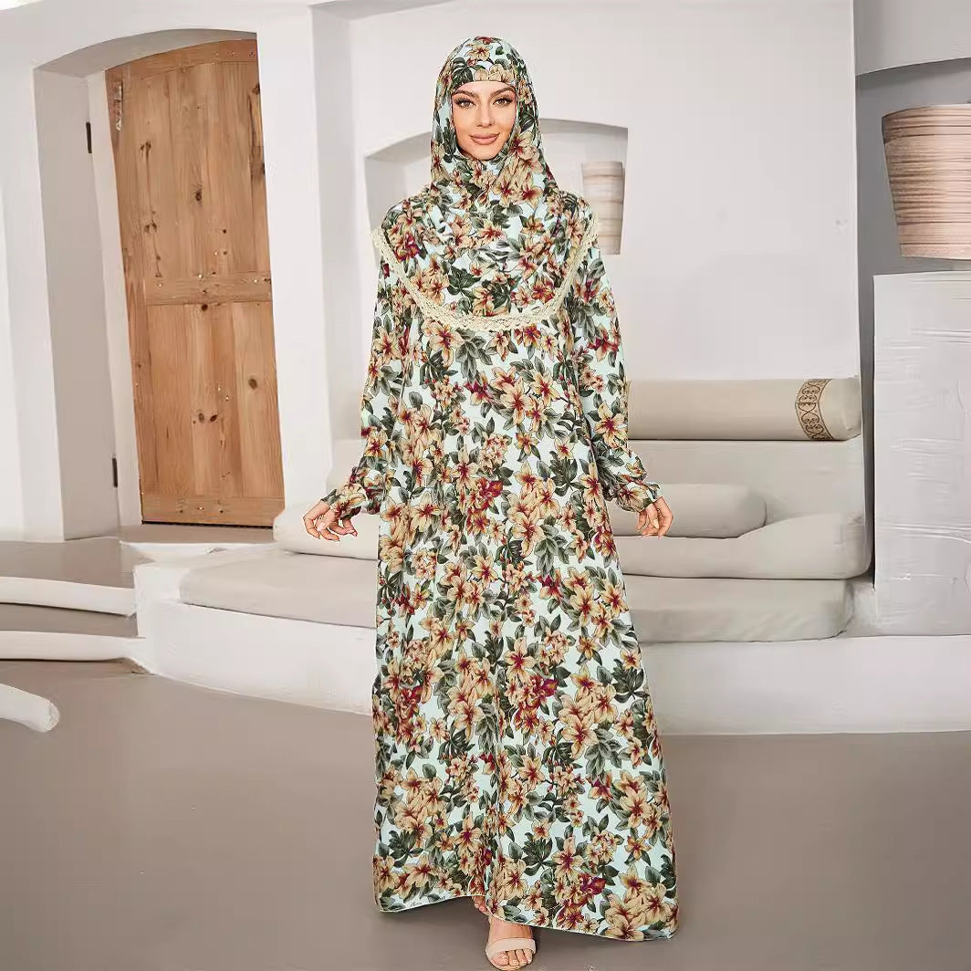 Fashion Flower Robe Dress