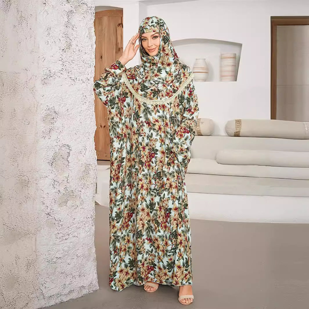 Fashion Flower Robe Dress