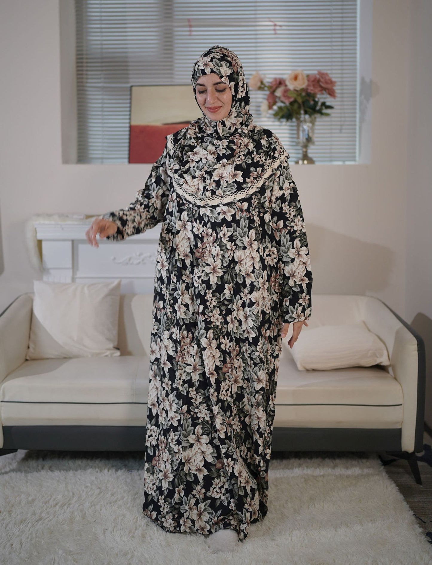 Fashion Flower Robe Dress