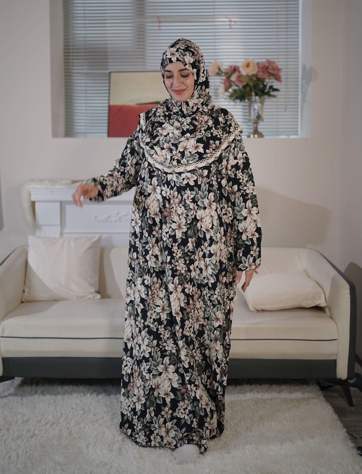 Fashion Flower Robe Dress