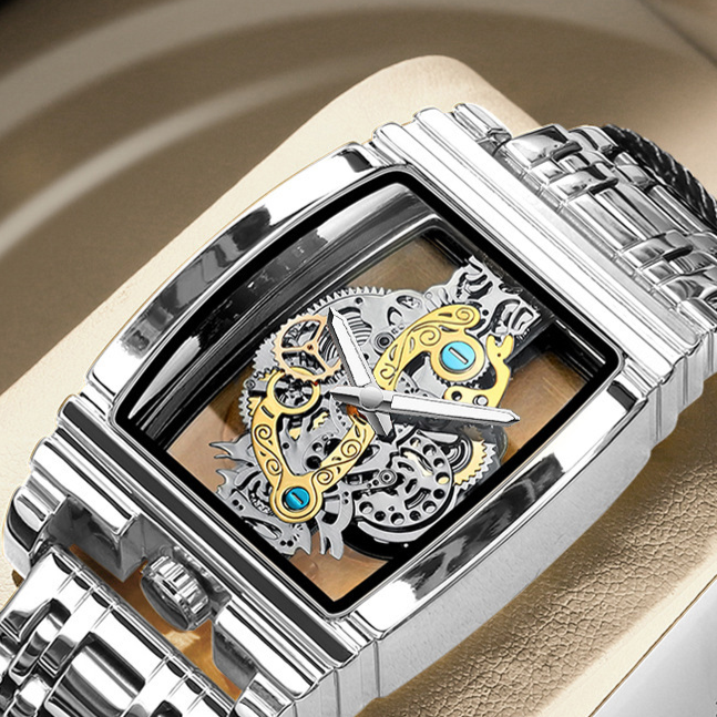 Fashion Gear Strip Hollow Tourbillon Mens Watch