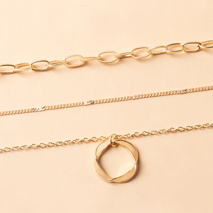 Fashion Geometric Circle Pendant Zinc Alloy Necklace