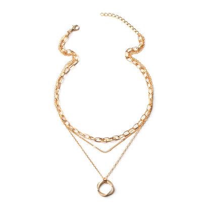 Fashion Geometric Circle Pendant Zinc Alloy Necklace