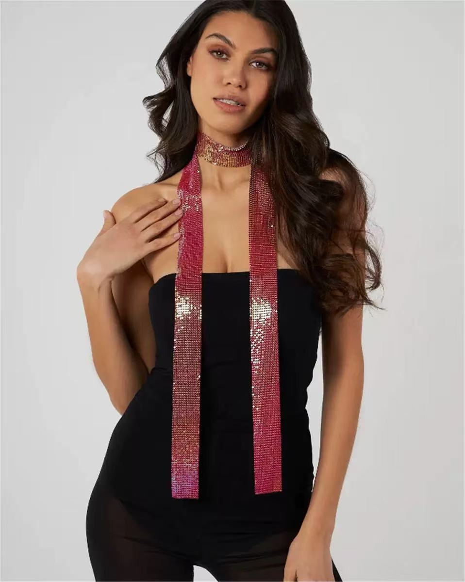 Fashion Glitter Scarf with Metal Sequin Detail