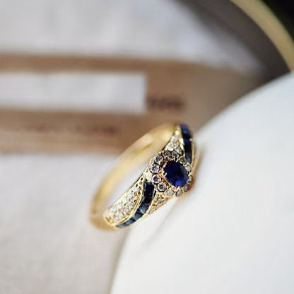 Fashion Gold Plated Sapphire Zircon Ring