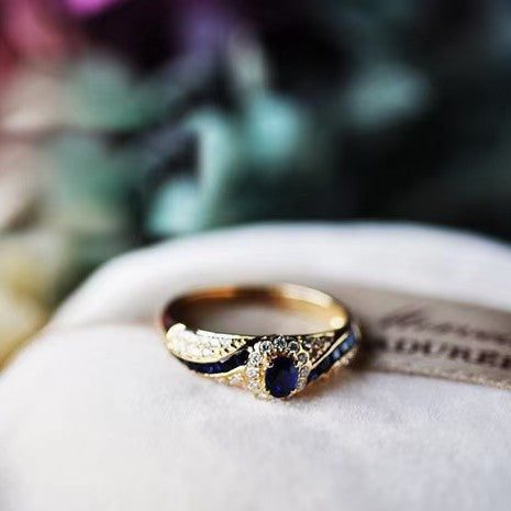 Fashion Gold Plated Sapphire Zircon Ring