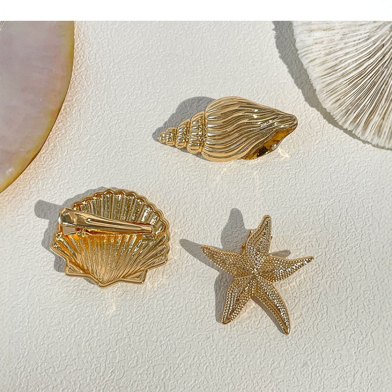 Fashion Hair Clips with Starfish Shell Design