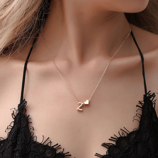 Fashion Heart Letter Pendant Necklace
