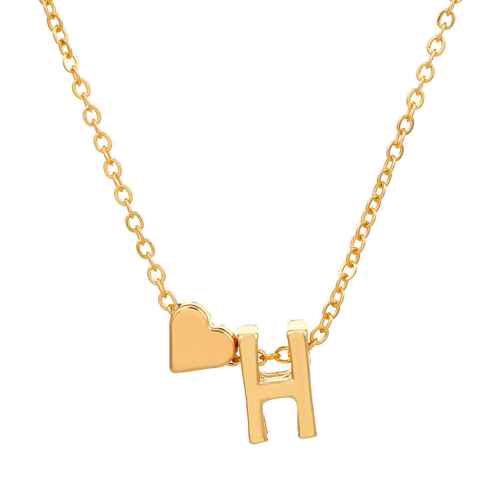 Fashion Heart Letter Pendant Necklace