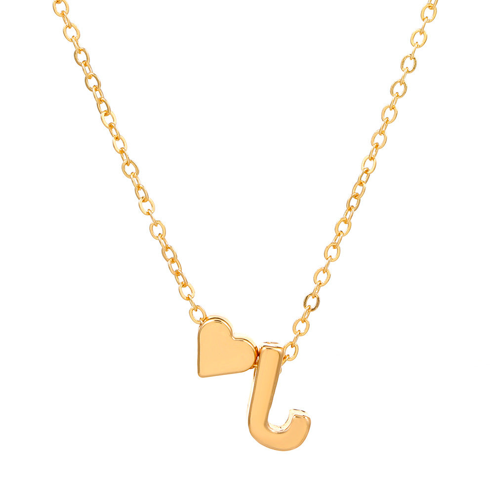 Fashion Heart Letter Pendant Necklace