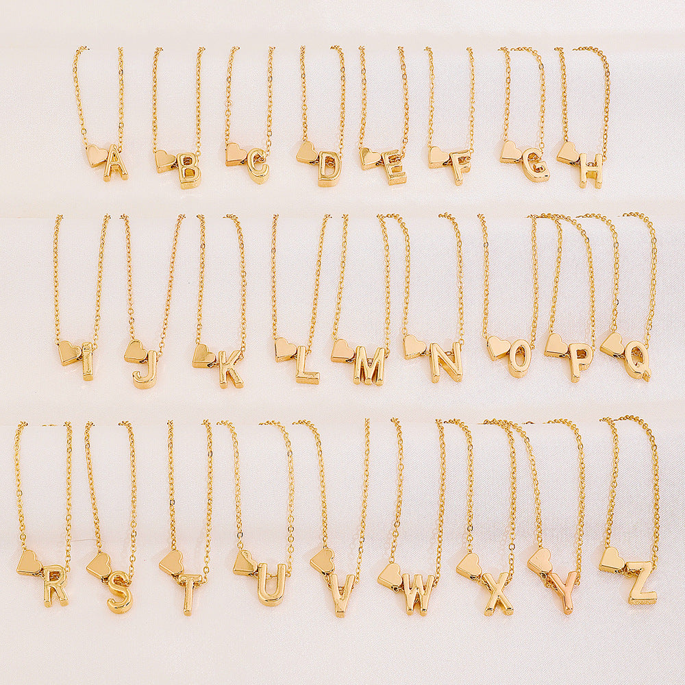 Fashion Heart Letter Pendant Necklace