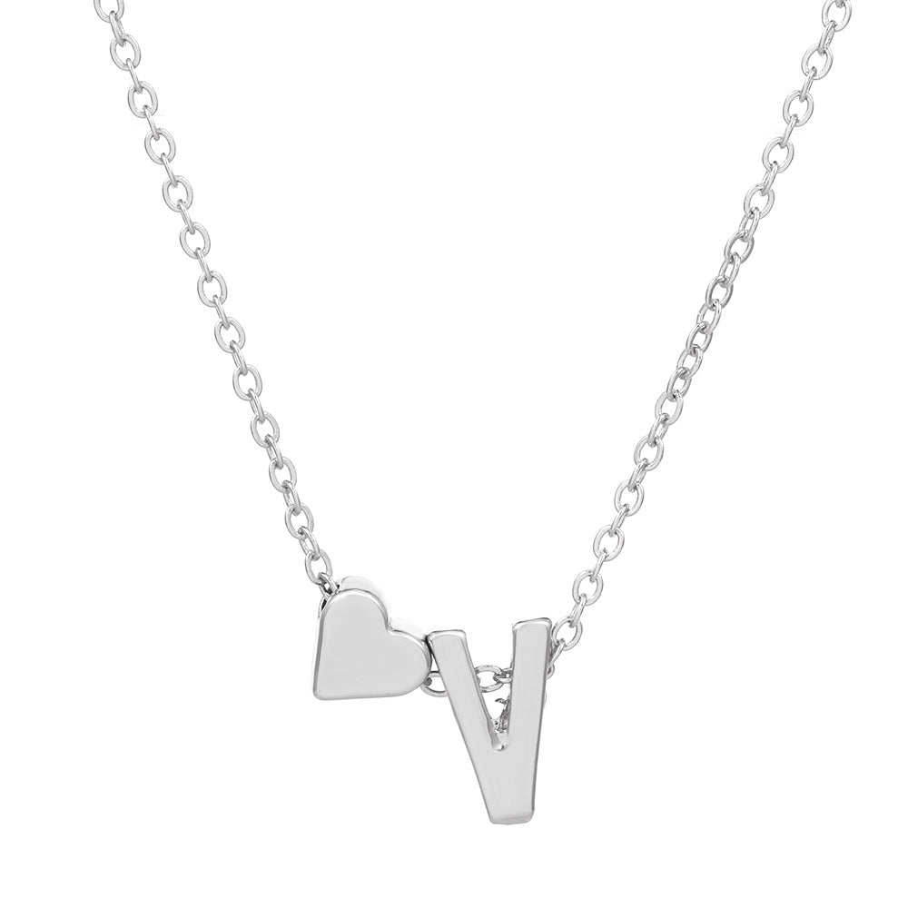 Fashion Heart Letter Pendant Necklace