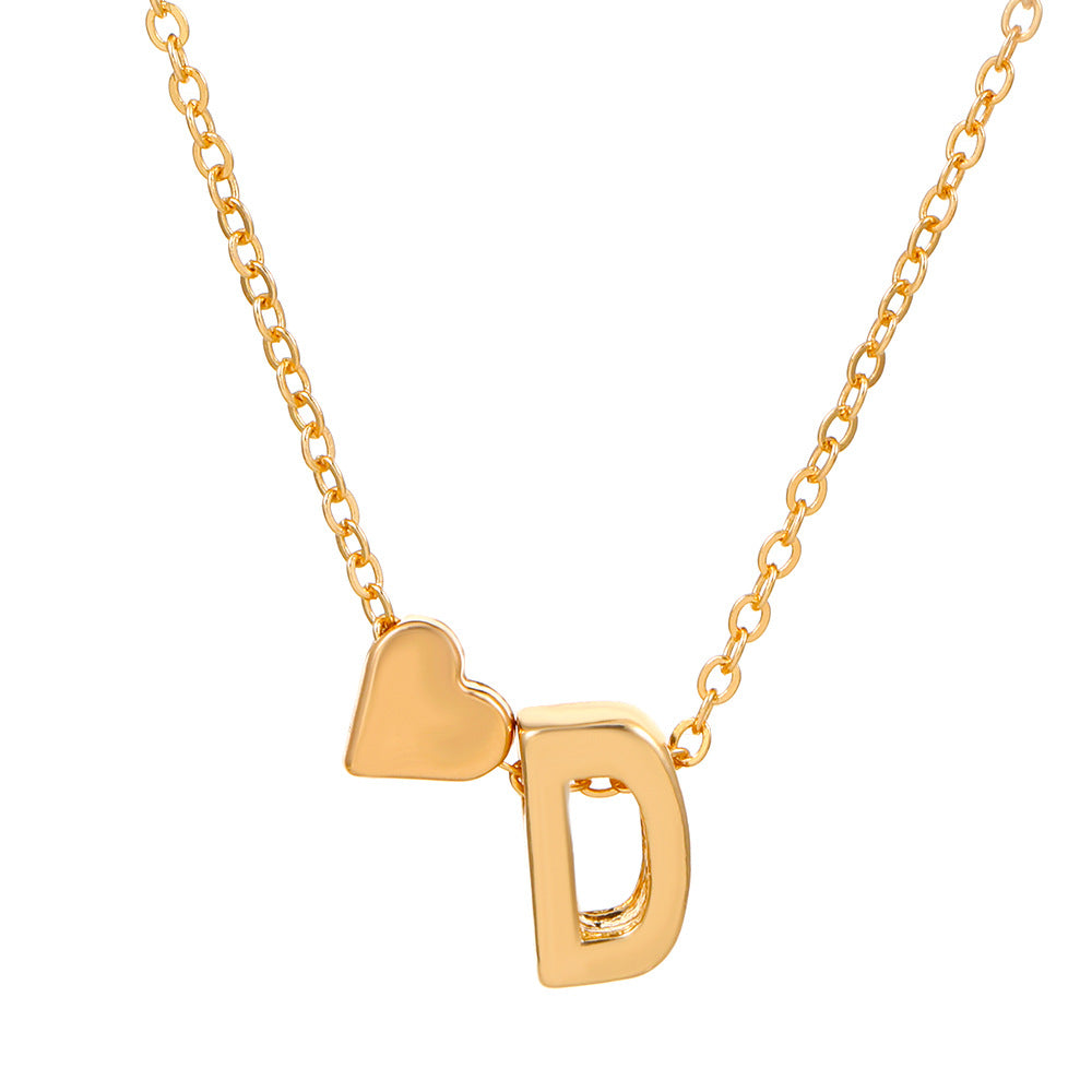 Fashion Heart Letter Pendant Necklace