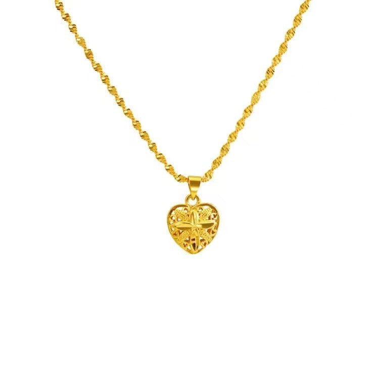 Fashion Heart Pendant Twist Chain Necklace