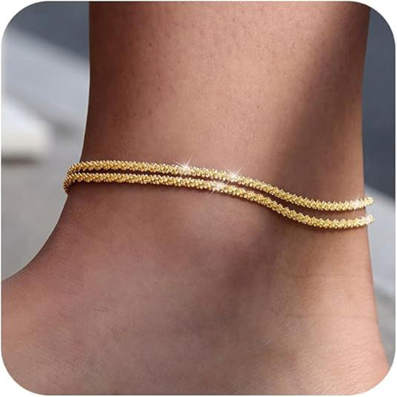 Fashion Hip Hop Cuban Chain Anklet in Gold and Silver