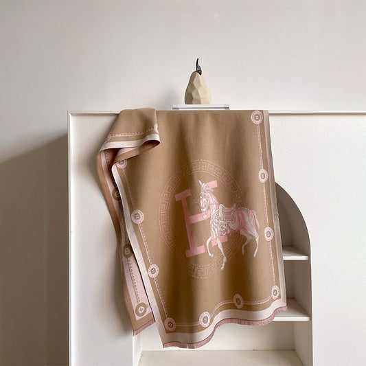 Fashion Horse Pattern Imitation Cashmere Scarf Shawl
