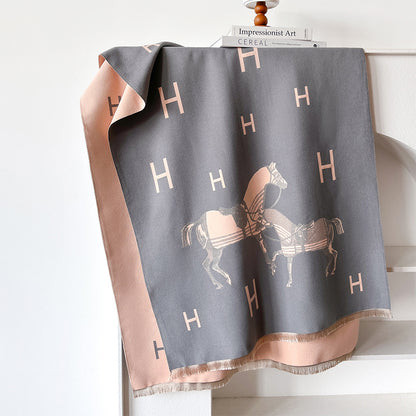 Fashion Horse Pattern Imitation Cashmere Scarf Shawl