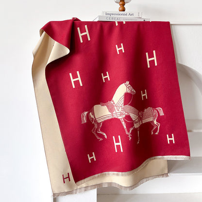 Fashion Horse Pattern Imitation Cashmere Scarf Shawl