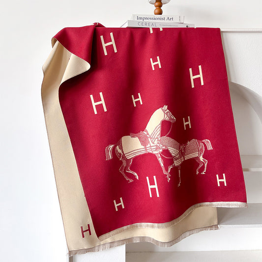 Fashion Horse Pattern Imitation Cashmere Scarf Shawl