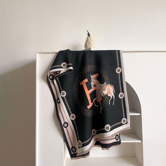 Fashion Horse Pattern Imitation Cashmere Scarf Shawl