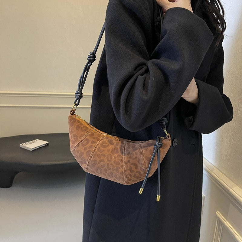 Fashion Leopard Print Suede Shoulder Bag