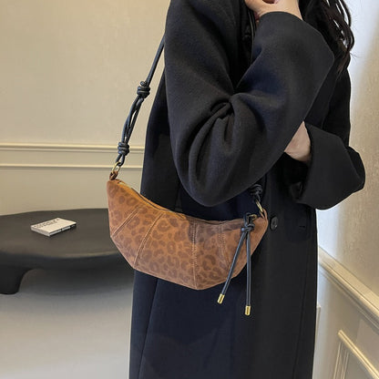 Fashion Leopard Print Suede Shoulder Bag