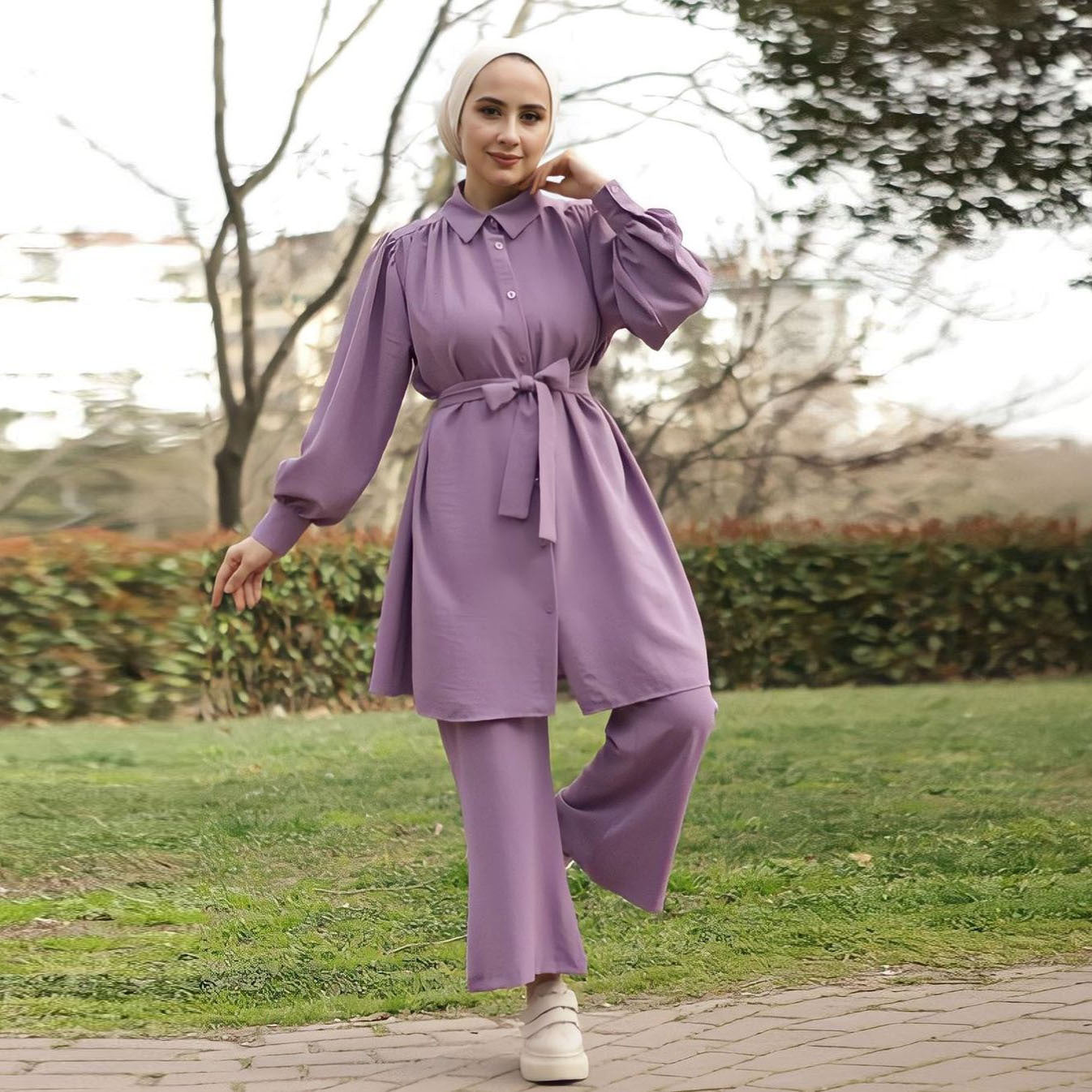 Fashion Long-Sleeved Shirt and Pants Suit