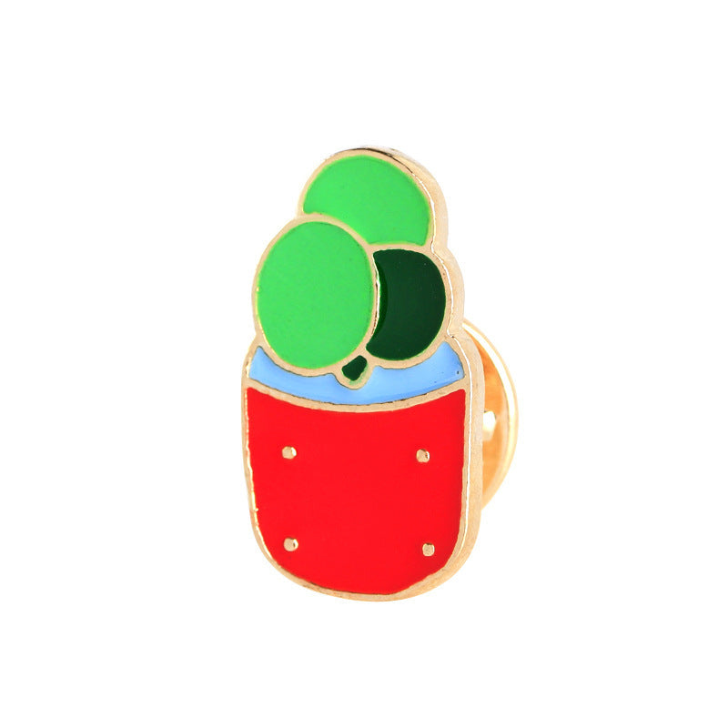 Fashion Metal Plant Brooch with Oil Drop Design