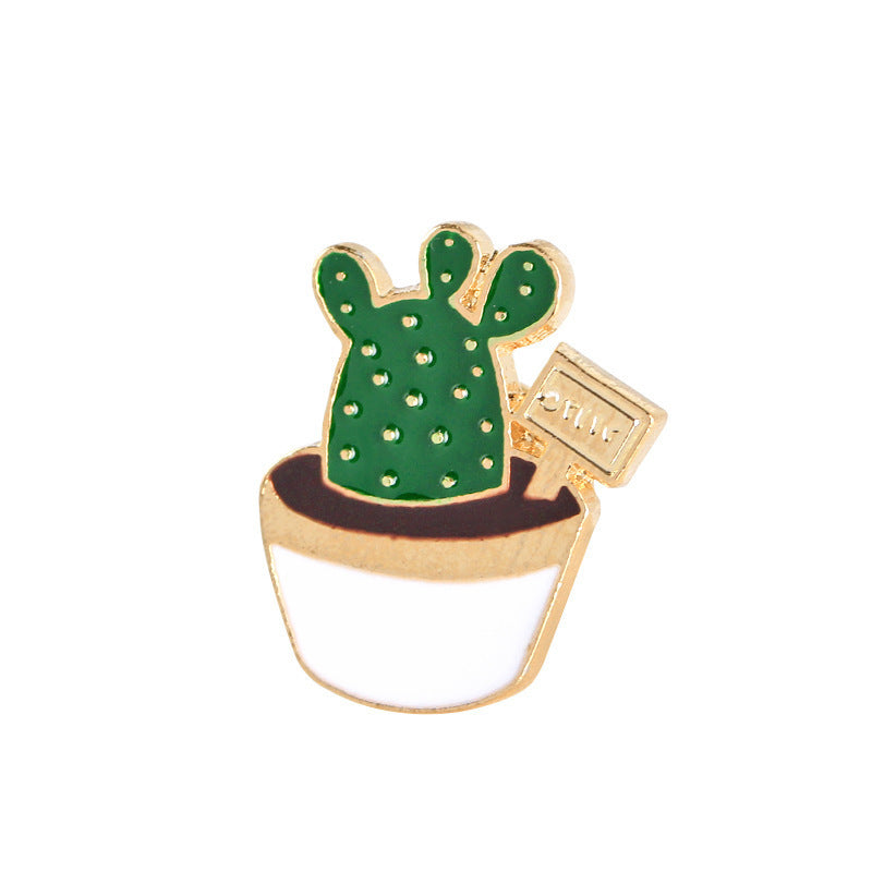 Fashion Metal Plant Brooch with Oil Drop Design