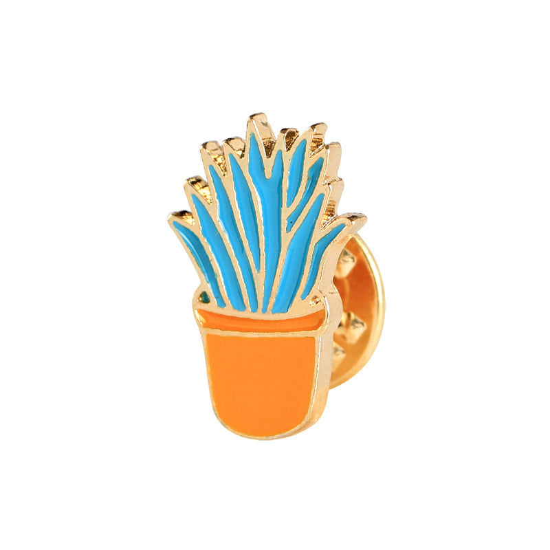 Fashion Metal Plant Brooch with Oil Drop Design