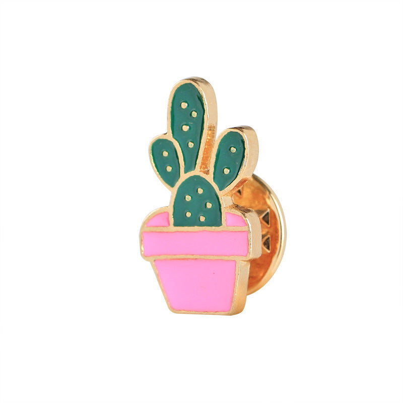 Fashion Metal Plant Brooch with Oil Drop Design