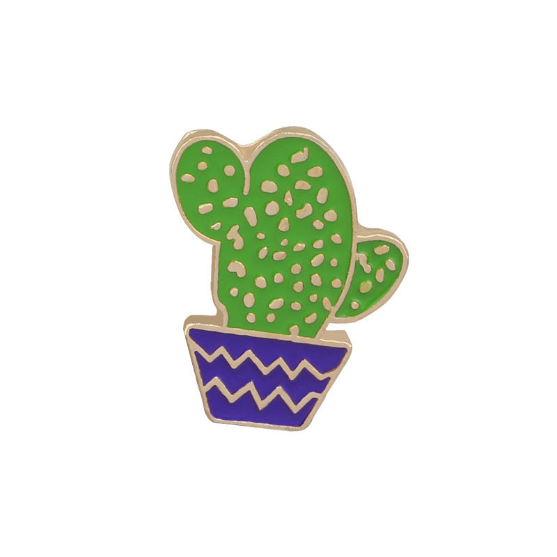 Fashion Metal Plant Brooch with Oil Drop Design