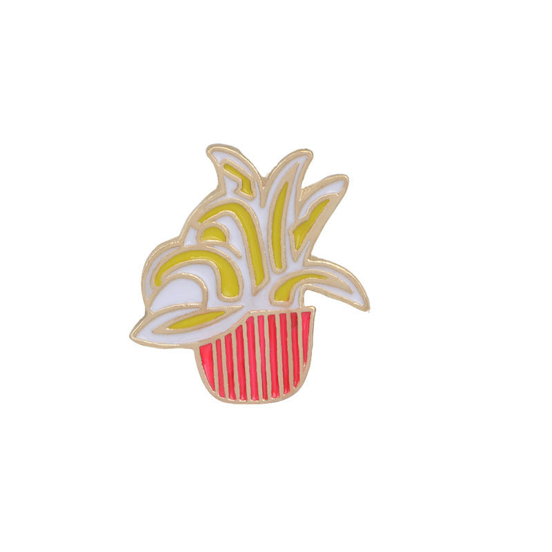 Fashion Metal Plant Brooch with Oil Drop Design