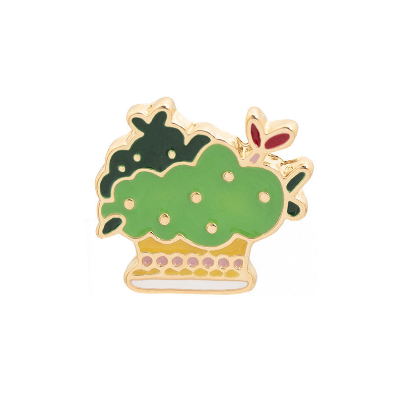 Fashion Metal Plant Brooch with Oil Drop Design
