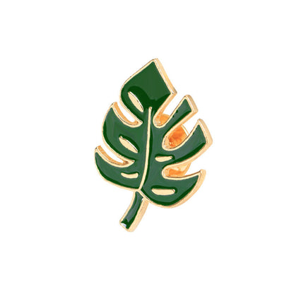 Fashion Metal Plant Brooch with Oil Drop Design