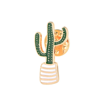 Fashion Metal Plant Brooch with Oil Drop Design