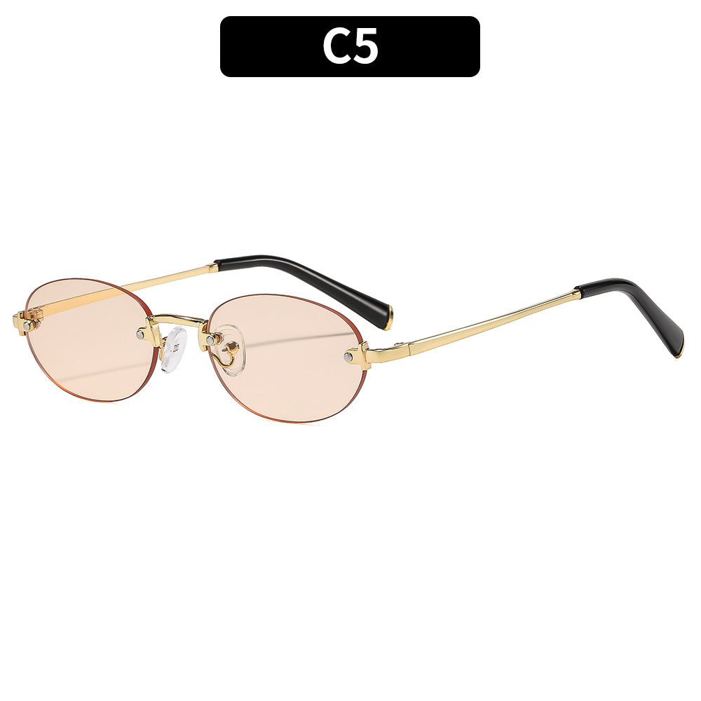 Fashion Oval Frameless Sunglasses UV400 Protection