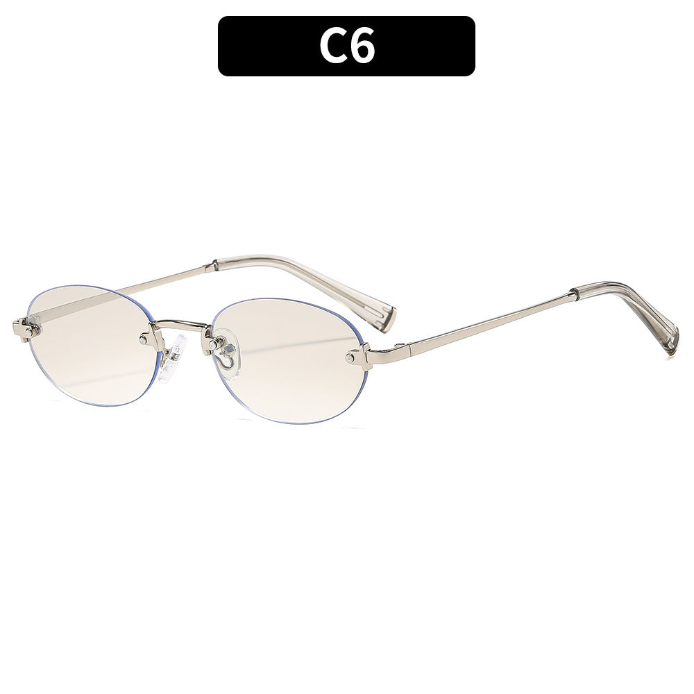 Fashion Oval Frameless Sunglasses UV400 Protection