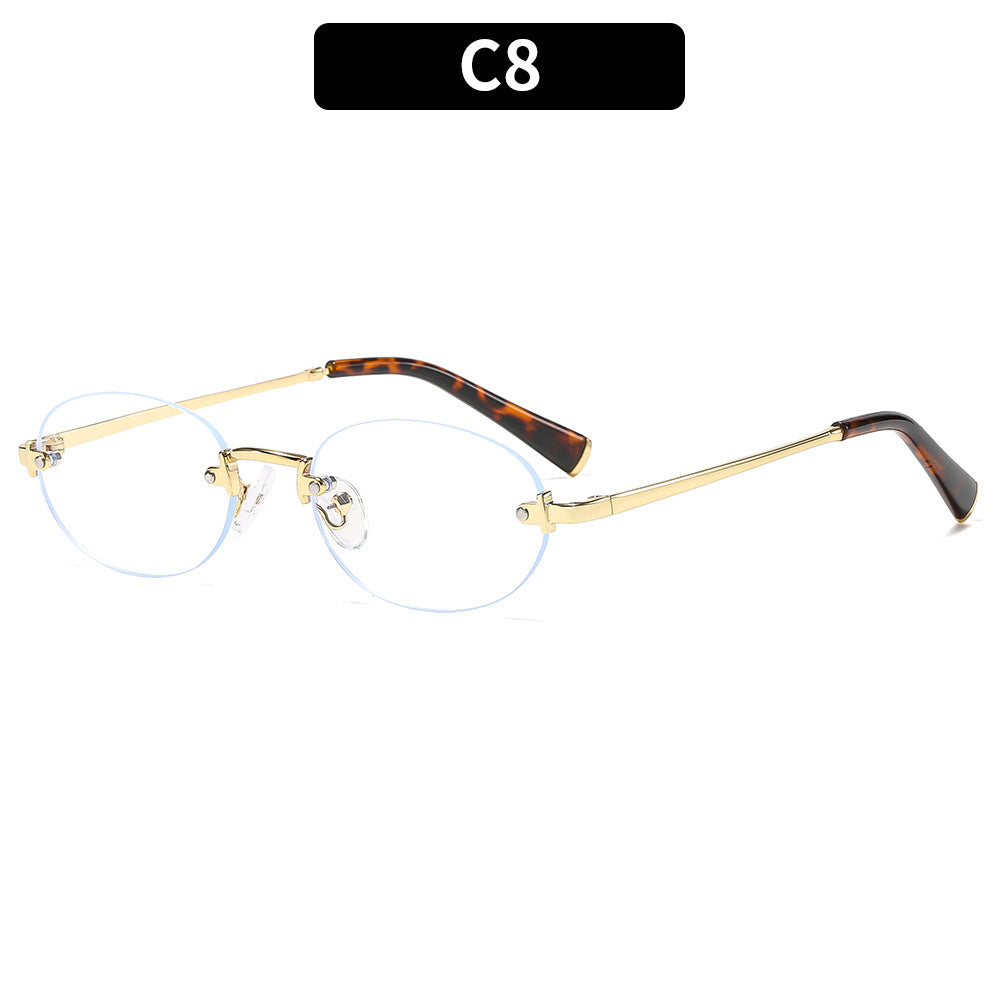 Fashion Oval Frameless Sunglasses UV400 Protection