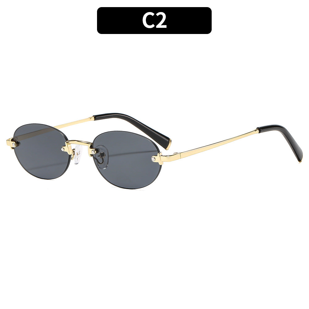 Fashion Oval Frameless Sunglasses UV400 Protection