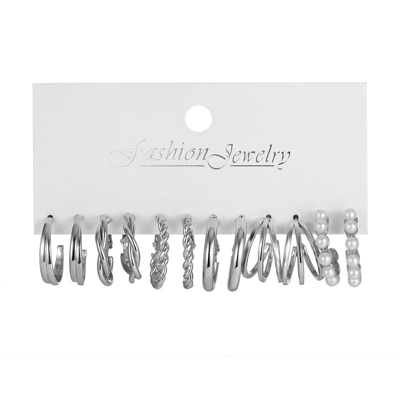 Fashion Pearl and Alloy Earrings Set