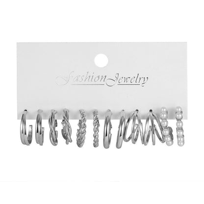 Fashion Pearl and Alloy Earrings Set