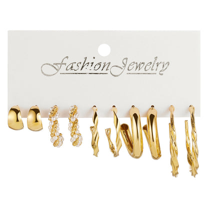 Fashion Pearl and Alloy Earrings Set